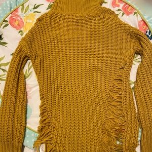 Turtle neck knitted long sweater with long sleeves